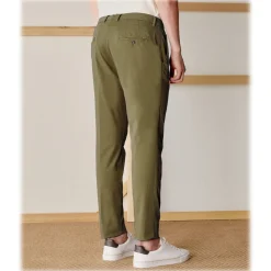 Cruna - New Town Trousers in Cotton - 522 - Army - Handmade in Italy - Luxury High Quality Pants - Avvenice