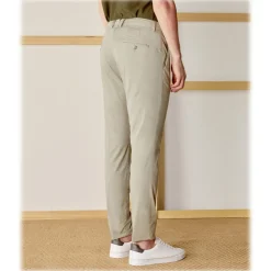 Cruna - New Town Trousers in Cotton - 520 - Green - Handmade in Italy - Luxury High Quality Pants - Avvenice