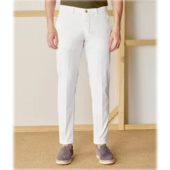 Cruna - New Town Trousers in Cotton - 522 - Off White - Handmade in Italy - Luxury High Quality Pants - Avvenice