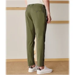 Cruna - New Town Trousers in Cotton - 520 - Army - Handmade in Italy - Luxury High Quality Pants - Avvenice