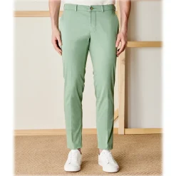 Cruna - New Town Trousers in Cotton - 520 - Salvia - Handmade in Italy - Luxury High Quality Pants - Avvenice