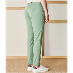 Cruna - New Town Trousers in Cotton - 520 - Salvia - Handmade in Italy - Luxury High Quality Pants - Avvenice