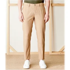 Cruna - New Town Trousers in Seersucker - 521 - Terra - Handmade in Italy - Luxury High Quality Pants - Avvenice