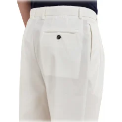 Cruna - Pigalle Trousers - 1555 - White - Handmade in Italy - Luxury High Quality Collection - Avvenice