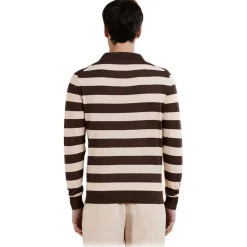 Cruna - Portofino Stripes Knitted Polo - 1530 - Dark Brown - Handmade in Italy - Luxury High Quality Collection - Avvenice