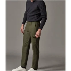 Cruna - Raval Cargo Wool Trousers - 476 - Army - Handmade in Italy - Luxury High Quality Pants - Avvenice