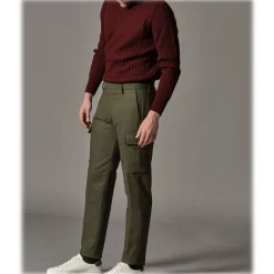 Cruna - Raval Cargo Wool Trousers - 476 - Army - Handmade in Italy - Luxury High Quality Pants - Avvenice
