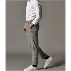 Cruna - Raval Prince of Wales Wool Trousers - 474 - Anthracite - Handmade in Italy - Luxury High Quality Pants - Avvenice