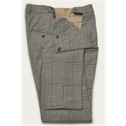 Cruna - Raval Prince of Wales Wool Trousers - 474 - Anthracite - Handmade in Italy - Luxury High Quality Pants - Avvenice