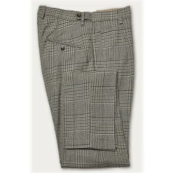 Cruna - Raval Prince of Wales Wool Trousers - 474 - Anthracite - Handmade in Italy - Luxury High Quality Pants - Avvenice