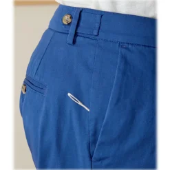 Cruna - Raval Trousers in Cotton - 520 - Avio - Handmade in Italy - Luxury High Quality Pants - Avvenice