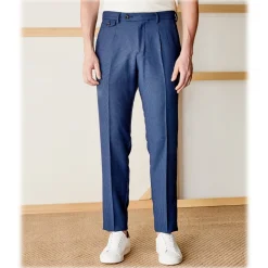 Cruna - Raval Trousers in Fresh Wool - 562 - Navy - Handmade in Italy - Luxury High Quality Pants - Avvenice