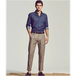 Cruna - Raval Trousers in Wool and Linen - 557 - Moro - Handmade in Italy - Luxury High Quality Pants - Avvenice