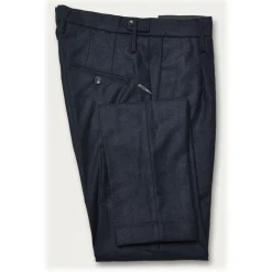 Cruna - Raval Trousers in Herringbone Wool - 478 - Blue - Handmade in Italy - Luxury High Quality Pants - Avvenice