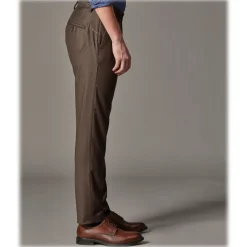 Cruna - Raval Trousers in Wool Flannel - 628 - Coffee Brown - Handmade in Italy - Luxury High Quality Pants - Avvenice
