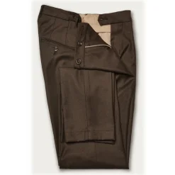 Cruna - Raval Trousers in Wool Flannel - 628 - Coffee Brown - Handmade in Italy - Luxury High Quality Pants - Avvenice