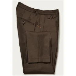 Cruna - Raval Trousers in Wool Flannel - 628 - Coffee Brown - Handmade in Italy - Luxury High Quality Pants - Avvenice