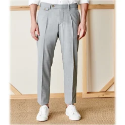 Cruna - Raval Trousers in Fresh Wool - 560 - Light Grey - Handmade in Italy - Luxury High Quality Pants - Avvenice