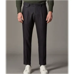 Cruna - Raval Trousers in Wool and Cotton - 623 - Night Blue - Handmade in Italy - Luxury High Quality Pants - Avvenice