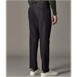 Cruna - Raval Trousers in Wool and Cotton - 623 - Night Blue - Handmade in Italy - Luxury High Quality Pants - Avvenice