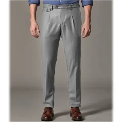 Cruna - Raval Trousers in Wool Flannel - 628 - Rock Gray - Handmade in Italy - Luxury High Quality Pants - Avvenice