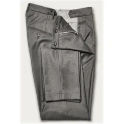 Cruna - Raval Trousers in Wool Flannel - 628 - Rock Gray - Handmade in Italy - Luxury High Quality Pants - Avvenice