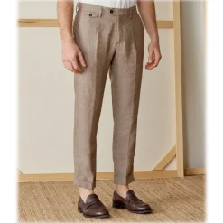 Cruna - Raval Trousers in 100 % Linen - 545 - Moro - Handmade in Italy - Luxury High Quality Pants - Avvenice