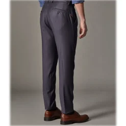 Cruna - Raval Trousers in Wool Flannel - 628 - Night Blue - Handmade in Italy - Luxury High Quality Pants - Avvenice