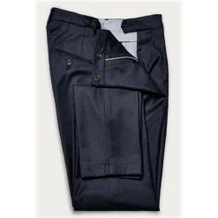 Cruna - Raval Trousers in Wool Flannel - 628 - Night Blue - Handmade in Italy - Luxury High Quality Pants - Avvenice
