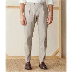 Cruna - Raval Trousers in Cotton - 520 - Beige - Handmade in Italy - Luxury High Quality Pants - Avvenice