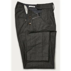 Cruna - Raval Trousers in Herringbone Wool - 478 - Grey - Handmade in Italy - Luxury High Quality Pants - Avvenice