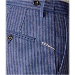 Cruna - Raval Trousers in Linen and Cotton - 547 - Navy - Handmade in Italy - Luxury High Quality Pants - Avvenice