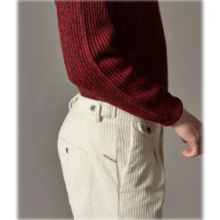 Cruna - Raval Trousers in Corduroy - 611 - Butter - Handmade in Italy - Luxury High Quality Pants - Avvenice