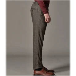 Cruna - Raval Trousers in Naps Wool - 635 - Coffee Brown - Handmade in Italy - Luxury High Quality Pants - Avvenice