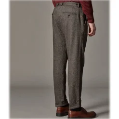 Cruna - Raval Trousers in Naps Wool - 635 - Coffee Brown - Handmade in Italy - Luxury High Quality Pants - Avvenice