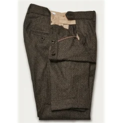 Cruna - Raval Trousers in Naps Wool - 635 - Coffee Brown - Handmade in Italy - Luxury High Quality Pants - Avvenice