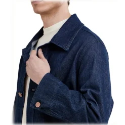 Cruna - St. Honore Overshirt - 1580 - Night Blue - Handmade in Italy - Luxury High Quality Collection - Avvenice