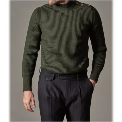 Cruna - Volcano Sweater in Wool - 498 - Forest Green - Handmade in Italy - Luxury High Quality Sweater - Avvenice