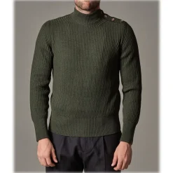 Cruna - Volcano Sweater in Wool - 498 - Forest Green - Handmade in Italy - Luxury High Quality Sweater - Avvenice