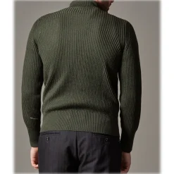 Cruna - Volcano Sweater in Wool - 498 - Forest Green - Handmade in Italy - Luxury High Quality Sweater - Avvenice