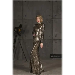 Danilo Forestieri - Long Dress in Full Animalier Sequins - Haute Couture Made in Italy - Luxury Exclusive Collection - Avvenice