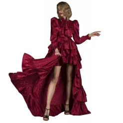 Danilo Forestieri - Maxi Asymmetrical Dress with Ruffles and Ruches - Haute Couture Made in Italy - Luxury Exclusive Collection - Avvenice