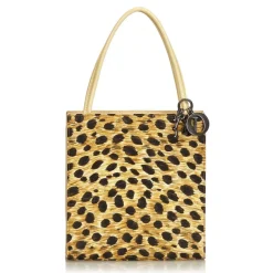 Dior Vintage - Canvas Tote Bag - Yellow Black - Leather Handbag - Luxury High Quality - Avvenice