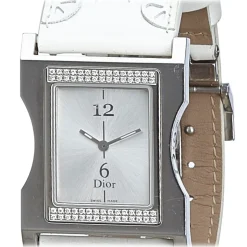 Dior Vintage - Chris 47 Watch - White Ivory - Metal and Leather DIor Watch - Luxury High Quality - Avvenice