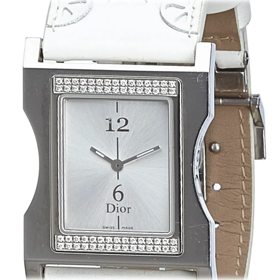 Dior Vintage - Chris 47 Watch - White Ivory - Metal and Leather DIor Watch - Luxury High Quality - Avvenice