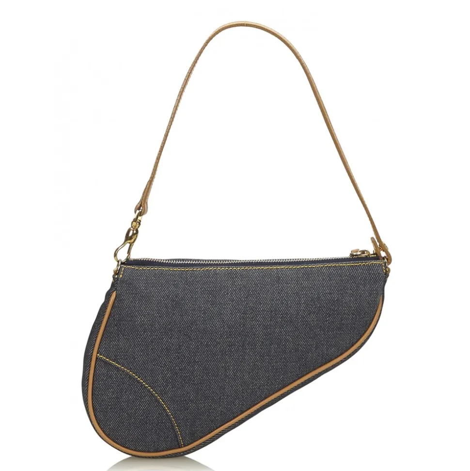 Dior Vintage - Denim Mini Saddle Bag - Blue - Leather and Canvas Handbag - Luxury High Quality - Avvenice