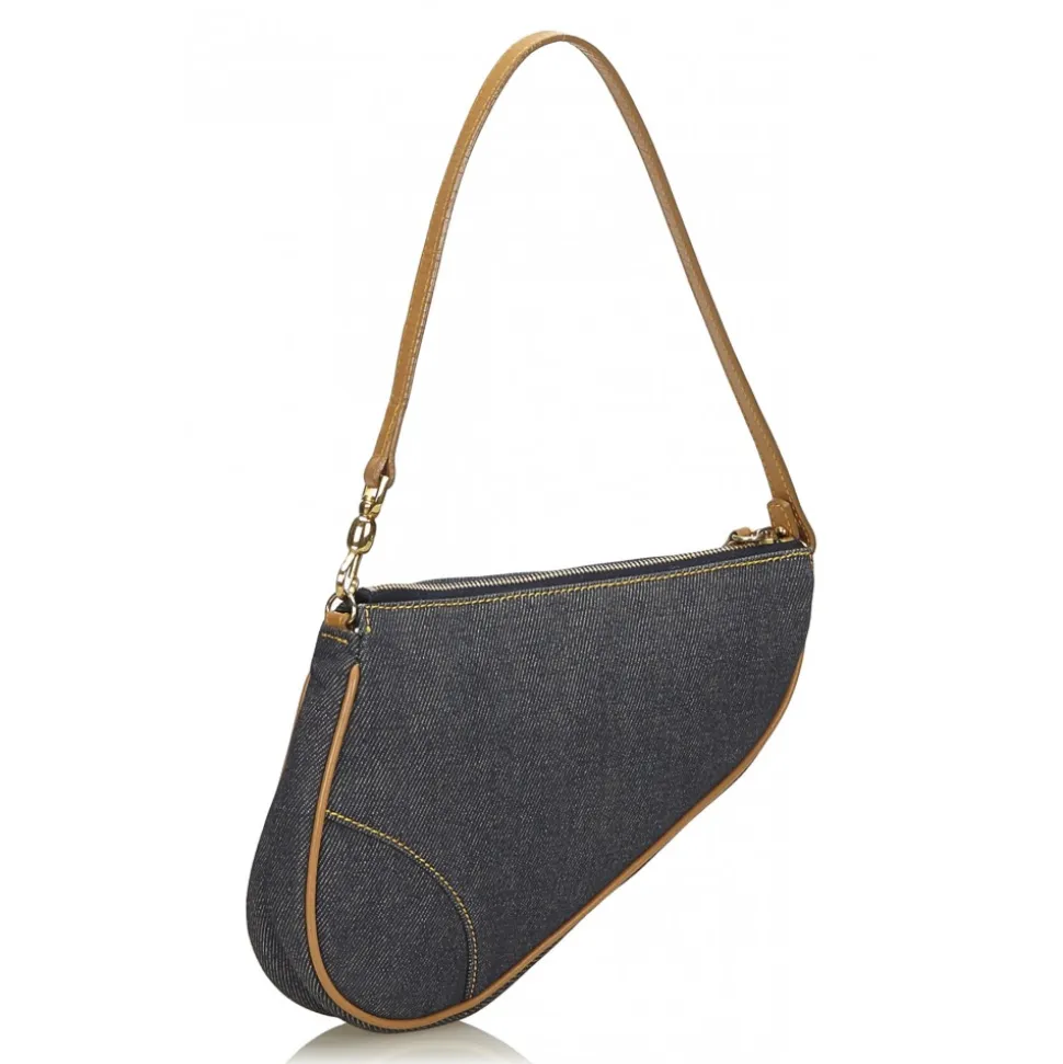 Dior Vintage - Denim Mini Saddle Bag - Blue - Leather and Canvas Handbag - Luxury High Quality - Avvenice