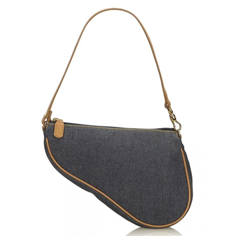 Dior Vintage - Denim Mini Saddle Bag - Blue - Leather and Canvas Handbag - Luxury High Quality - Avvenice