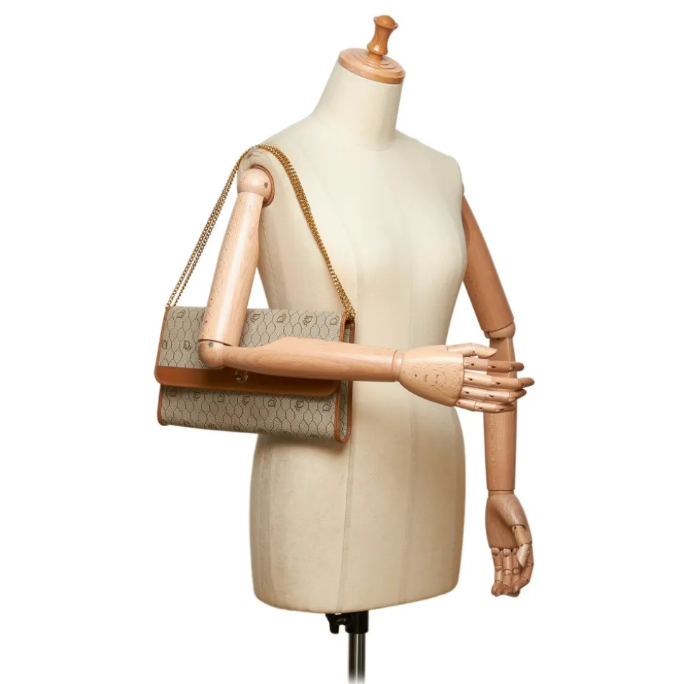Dior Vintage - Honeycomb Coated Canvas Chain Crossbody Bag - Brown Beige - Leather Handbag - Luxury High Quality - Avvenice