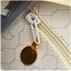 Dior Vintage - Honeycomb Coated Canvas Crossbody Bag - White Ivory Grey - Leather and Canvas Handbag - Luxury High Quality - Avvenice